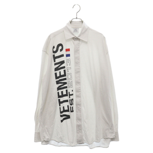 VETEMENTS ヴェトモン FLAG LOGO JERSEY SHIRT UE54JS100W フラッグロゴ プリント 長袖シャツ ホワイト