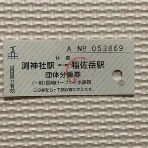 2024年、使用済み 長崎ロープウェイ　団体分乗券・軟券