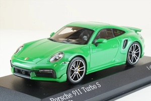 新品未開封　ポルシェ 911 (992) ターボ S クーペ スポーツデザイン 2021 グリーン 1/43 ミニチャンプス　PORSCHE