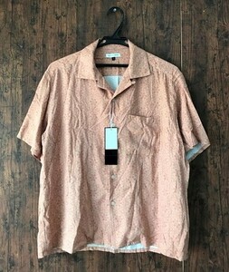 ss_3125y ★定形外 配送★ 新品 未使用 保管品 札付 a.v.v HOMME イトキン レーヨン&麻紡 とろみ地 キャメル オープンカラーシャツ メンズS