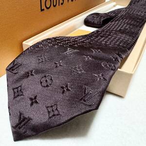 ★美品 人気★LOUIS VUITTON ルイヴィトン クラヴァット・ミックスモノグラム 9CM パープル ネクタイ レギュラータイ ダミエ LVロゴ シルク