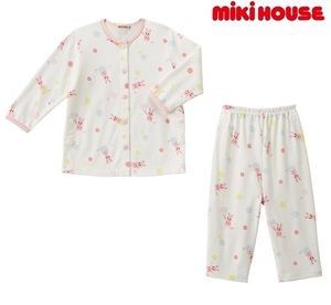 即決です！【ミキハウス】新品未使用♪mikihouse 120cm 115cm～125cm 長袖パジャマ 女の子 キッズ 子供服 部屋着 プレゼント ギフト 白