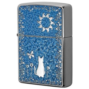 Zippo ジッポライター ネコ 猫 Cat ブルー ＃200 メタルプレート 両面加工 ニッケルメッキ 2MPP-Cat BL 可愛い メール便可