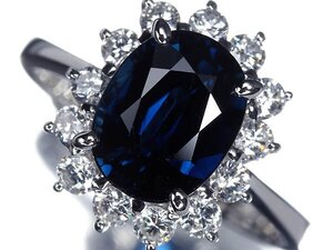 KV13916T【1円～】新品【RK宝石】≪Sapphire≫ 極上非加熱サファイア 大粒2.51ct! 極上ダイヤモンド 総計0.51ct Pt900 高級リング ダイヤ