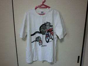 週末 525★自転車 クリバンキャット Tシャツ 半袖 ハワイ M ミディアム crazy shirts クレイジーシャツ 両面プリント ねこ 猫 ネコ 