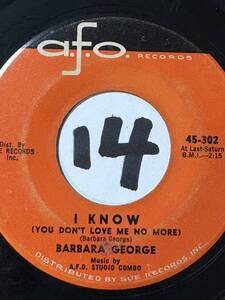 1961 全米3位ソウル1位 ニューオーリンズ・クラシック BARBARA GEORGE I KNOW 両面EX+ 