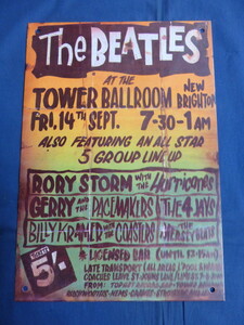 〇 THE BEATLES ビートルズ 鉄製 看板・プレート TOWER BALLROOM NEW BRIGHTON / インテリア アンティーク レトロ