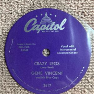 【#100未使用ラベル】Gene Vincent・Crazy legs・盤ナシ本物・ラベルのみ・二枚セット・ロカビリー