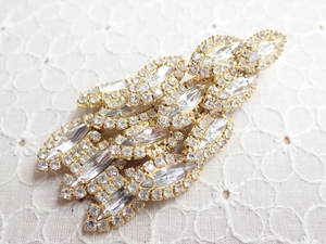 L206　ヴィンテージ ブローチ　ラインストーン　クリアカラー　アクセサリー　Vintage　brooch