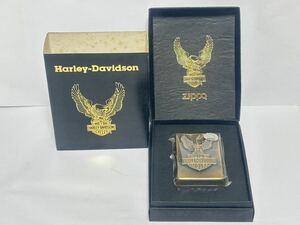 (159) ZIPPO ジッポ ジッポー ライター HARLEY-DAVIDSON ハーレーダビッドソン ビッグメタル-9 ケース付き ゴールド系 喫煙グッズ 未使用品