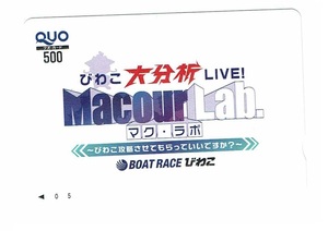 ボートレースびわこ　クオカード　びわこ大分析LIVE!　Macour Lab. QUOカード　500円分　マク・ラボ　びわこ競艇