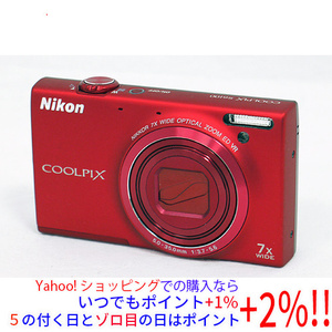 【中古】Nikon製 デジカメ COOLPIX S6100 レッド/1600万画素 [管理:303099040]