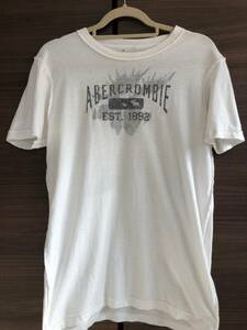 送料無料 メンズ S ABERCROMBIE&FITCH Tシャツ アバクロンビー フィッチ 半袖 シャツ アバクロ アメカジ 20年前 白 灰 グレー 美品