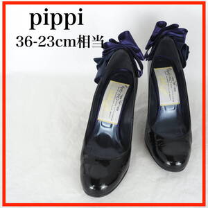 MK7673*pippi *ピッピ*レディースパンプス*36-23cm相当*黒