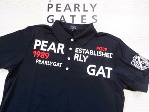 ☆新品☆PEARLY GATES パーリーゲイツ / PG89 ワッペン×ロゴプリント ポロシャツ ネイビー / サイズ６ 