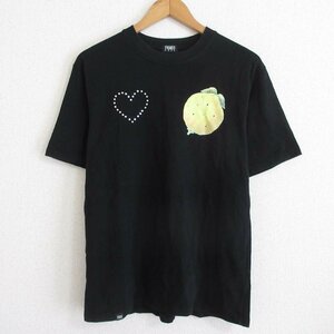 美品 23SS PAMEO POSE パメオポーズ Lemon & Heart T-shirts 半袖 クルーネック Tシャツ カットソー チュニック L ブラック ◆