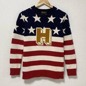 90s 00s HYSTERIC GLAMOUR 星条旗 ロゴ ワッペン ニット セーター Fサイズ ヒステリックグラマー Y2K VINTAGE archive 4120377