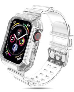 iWatch バンド 保護ケース付き 透明　Apple Watch 対応 38mm 40mm 41mm I169