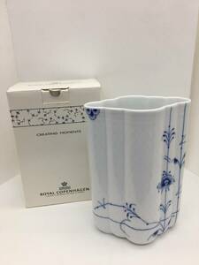 45617 ロイヤルコペンハーゲン ROYAL COPENHAGEN BLUE PALMETTE VASE 花瓶 現状品