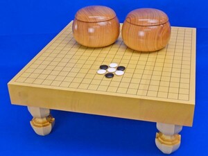 囲碁セット　ヒバ2寸ハギ足付碁盤セット(蛤碁石25号・桜碁笥大)【囲碁将棋専門店の将碁屋】