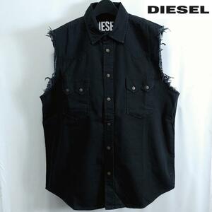 XL/新品 DIESEL ディーゼル ノースリーブ デニム シャツ カジュアルシャツ ブランド D-KIRU 黒