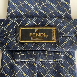 FENDI(フェンディ)紺波チェックズッカ柄ネクタイ