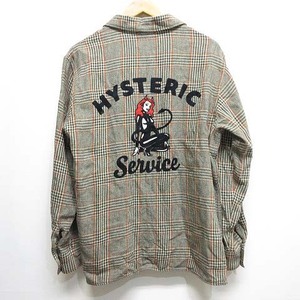 ヒステリックグラマー HYSTERIC GLAMOUR チェック柄 オープンカラー シャツ S ブラウン系 ウール混 リネン混 02223AH03 HYSTERIC SERVICE