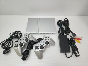 美品/動作品 SONY PS2 プレステ2 PlayStation2 SCPH-79000aサテン・シルバー ソニー プレイステーション２ 動作品2台コントローラ セット