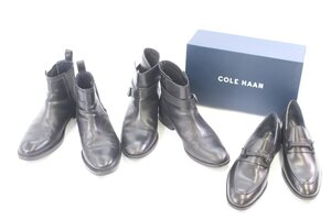 【3点】 Cole Haan コールハーン レザー ローファー ショート サイドゴア ブーツ サイズ 10 M 靴 シューズ ブラック メンズ まとめ 3167-SM