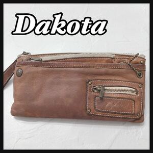 ☆Dakota☆ ダコタ 長財布 財布 ウォレット ポーチ ブラウン 茶色 レザー 本革 メンズ レディース 男女兼用 送料無料