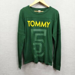 I287 TOMMY トミー 長袖 Tシャツ M グリーン フットボール ロンT ロゴ ナンバリング プリント クルーネック カジュアル アメカジ