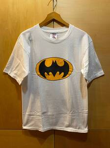 USA ONEITA BAT MAN バットマン 半袖 ロゴ Tシャツ 白 L ヴィンテージ アメコミ キャラクター 古着