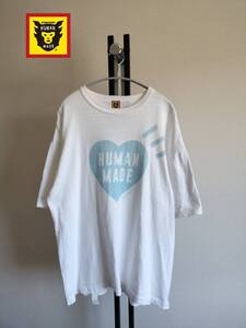 HUMAN MADE/ヒューマンメイド/ハートロゴ染み込みTシャツ/スラブ生地/希少サイズ2XL/XXL/ビッグシルエット