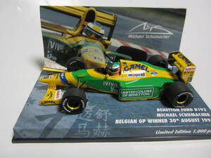 即決 PMA ユーロスポーツ特注 1/43 ベネトン B192 フォード 1992年ベルギーGP F1初優勝 M・シューマッハー キャメル／ガッツポーズ仕様