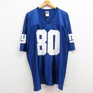 XL/古着 半袖 ビンテージ フットボール Tシャツ メンズ 00s NFL ニューヨークジャイアンツ ジェレミージョッキー 80 大きいサイズ Vネック