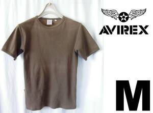 AVIREX【半袖リブT】M / BROWN 【管16-3】送料￥１８５