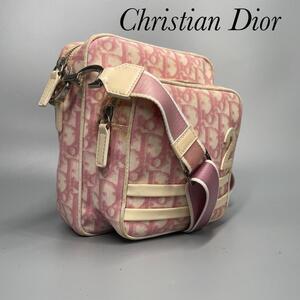 美品・希少モデル Christian Dior クリスチャンディオール ショルダーバッグ トロッター クロスボディバッグ PVC レザー ピンク