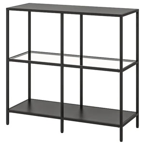 新品 IKEA シェルフユニット, VITTSJO ヴィットショー ブラックブラウン/ガラス, 100x93 cm 送料￥750！