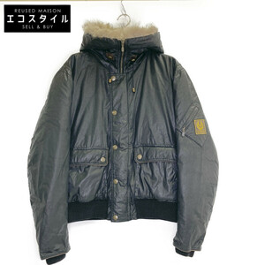 BELSTAFF ベルスタッフ ブラック ファーフードブルゾン ブラック L ジャケット コットン メンズ 中古