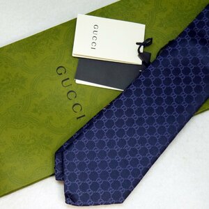 送料無料 未使用品・保管品 GUCCI グッチ ネクタイ GG柄 ネイビー系 イタリア製