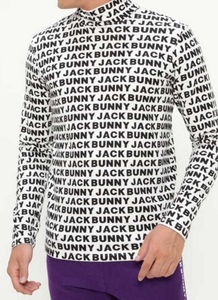 ・未使用 正規品・Jack Bunny!! by PEARLY GATES ジャックバニー!! 秋冬 総柄ロゴプリント起毛ベア天竺 ストレッチハイネックシャツ７号XXL