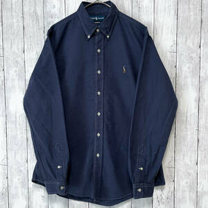 ラルフローレン Ralph Lauren ストライプシャツ 長袖シャツ メンズ ワンポイント コットン100% Lサイズ 5‐382