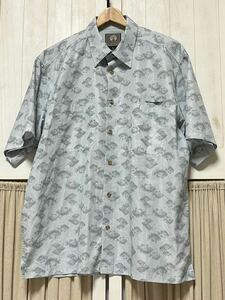 【美品】Garment Company ウォータープルーフ オープンカラーシャツ XLサイズ 【ブルーグレー】 撥水、汚れに強いリップストップナイロン