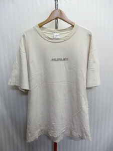 USA製　HURLEY　ハーレー　90sヴィンテージ　Tシャツ　メンズL　ベージュ　ロゴTシャツ　サーフシャツ サーフィンシャツ 半袖シャツ　05283