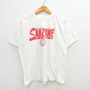 XL/古着 半袖 ビンテージ Tシャツ メンズ 90s SANZONE クルーネック 白 ホワイト 24mar21 中古