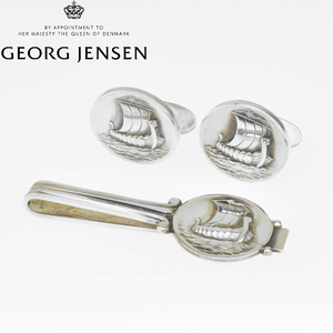 GEORG JENSEN ジョージジェンセン SV925 タイピン カフス セット シルバー【a319】