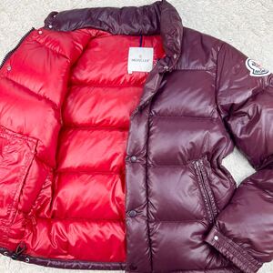 未使用級極美品!!!モンクレール『限定の逸品』MONCLER ダウンジャケット 1 L キルティング 肉厚◎極暖◎ビッグロゴワッペン 赤 レッド 秋冬