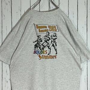 00s ギルダン GILDAN 2003年 BigY COLORS OF SUMMER ヘビーウェイト アメリカ企業ロゴ 両面プリント イベントTシャツ XL グレー 20202908