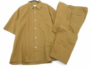 URBAN RESEARCH アーバンリサーチ リネン混 オープンカラーシャツ パンツ セットアップ sizeM/茶 ■◆ ☆ eea8 メンズ