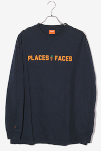 CARROTS × PLACES+FACES キャロッツ プレイシズプラスフェイシズ LS TEE プリント 長袖Tシャツ XL NAVY ネイビー アメリカ製 /◆ メンズ